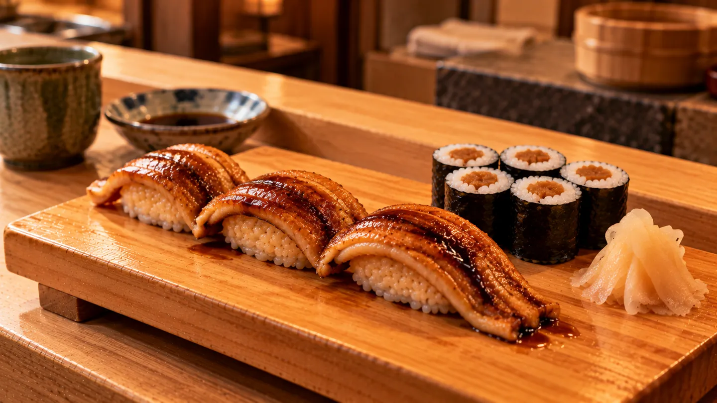 AI-made picture of Anago-zushi (穴子寿司)