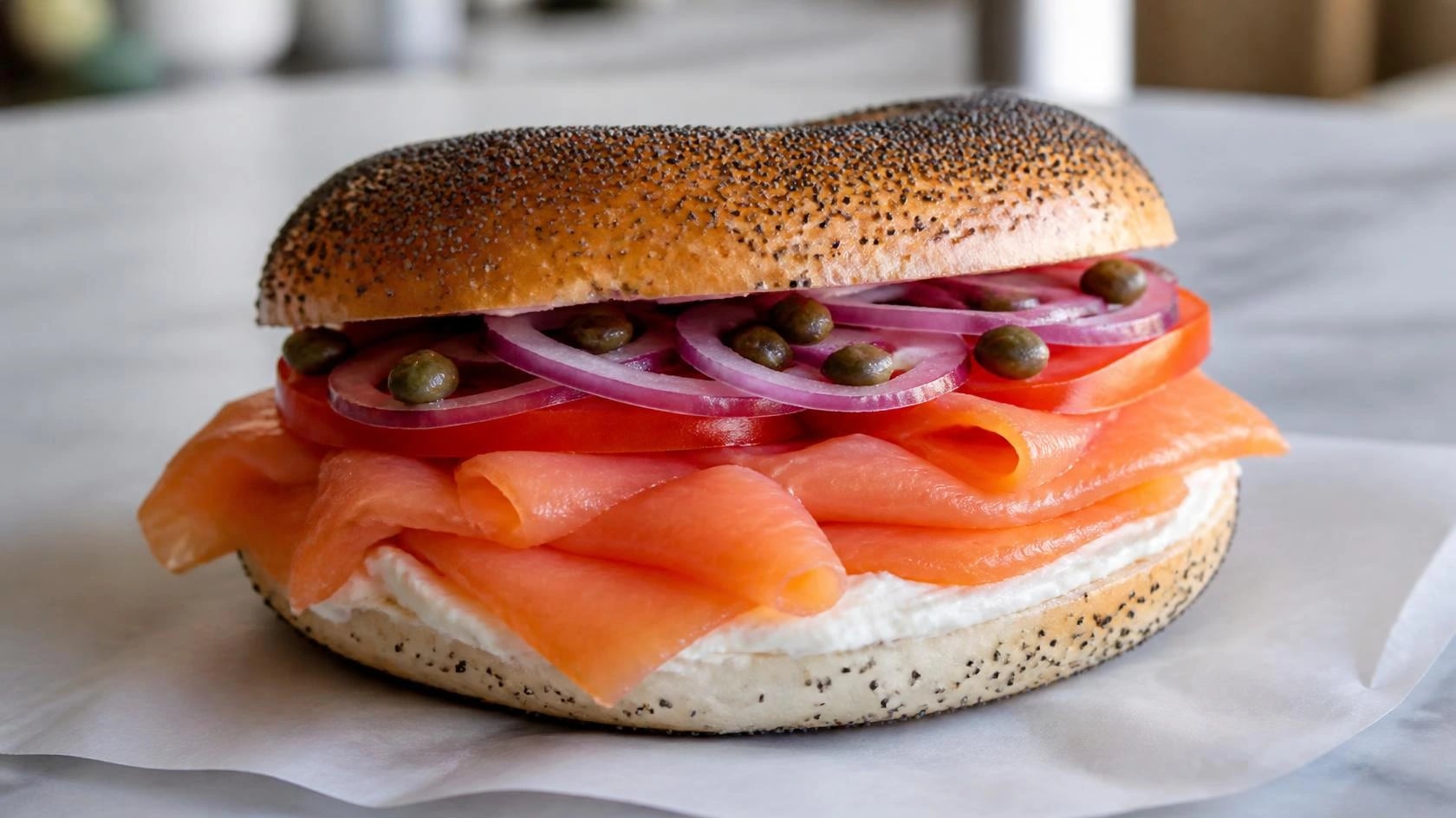 AI-made picture of Classic Bagel & Lox Sandwich