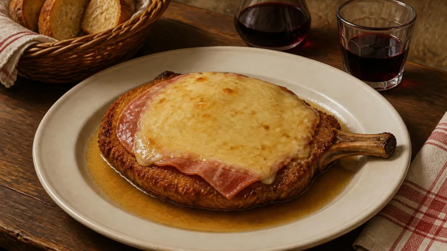 AI-made picture of Veal cutlet on the bone, Petroniana-style