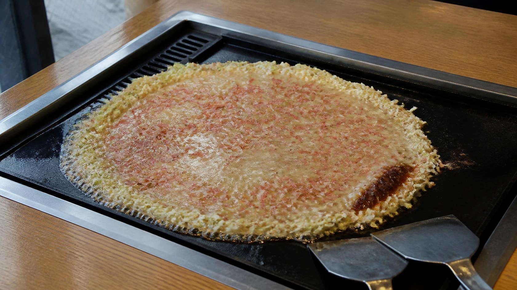 AI-made picture of Sakura-ebi monja (桜えびもんじゃ)