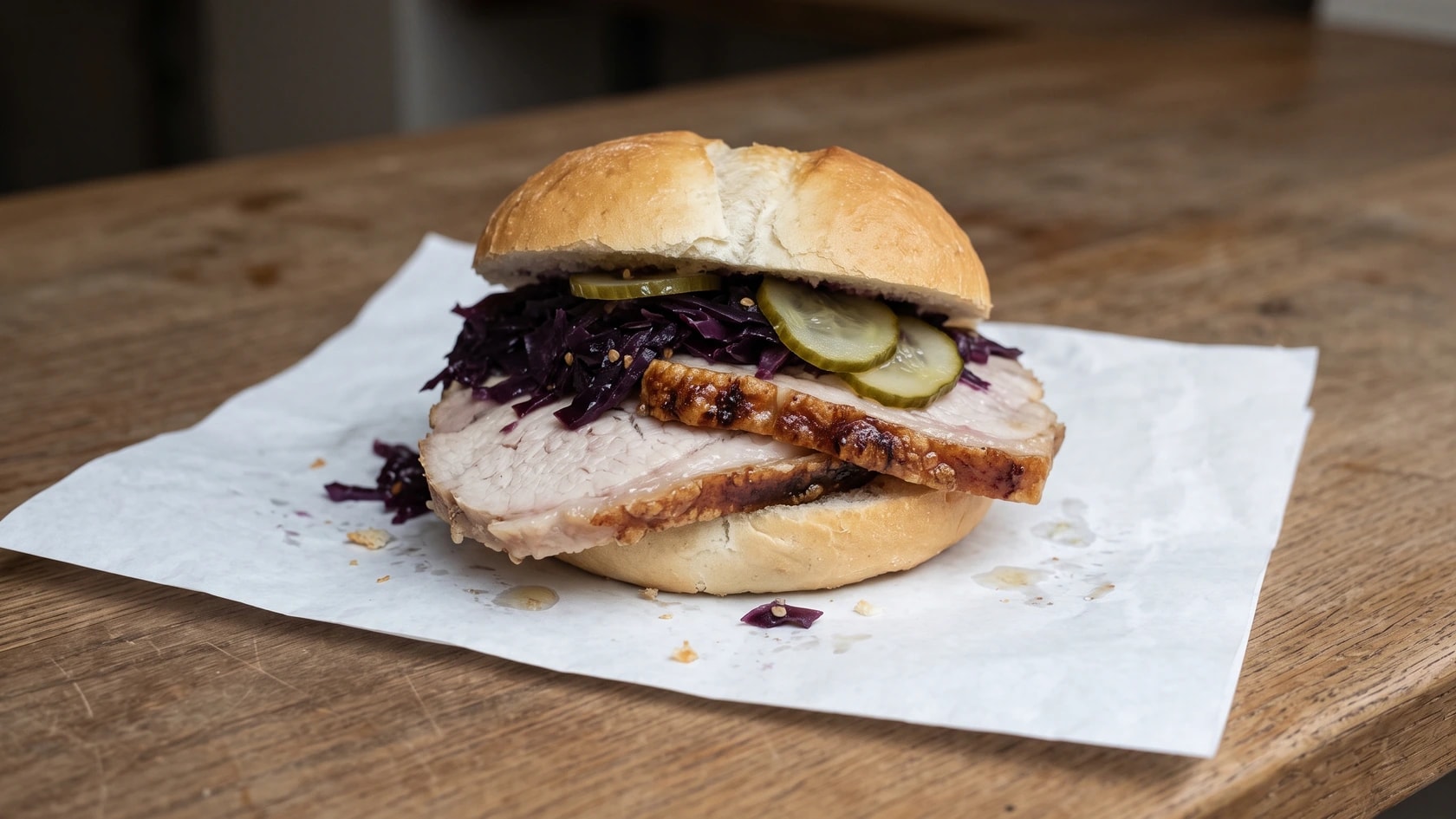 AI-made picture of Flæskestegs sandwich