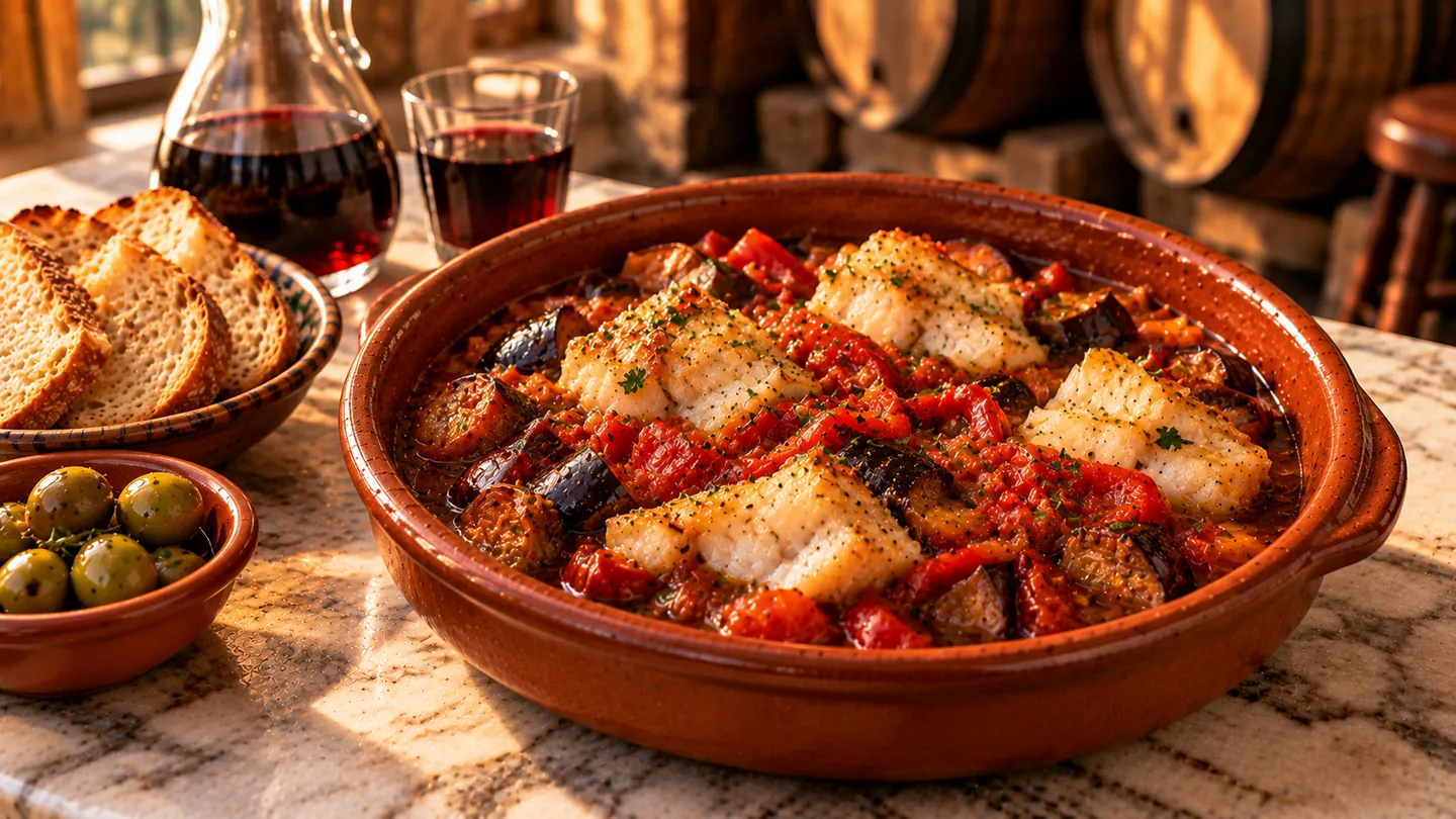AI-made picture of Bacallà amb samfaina