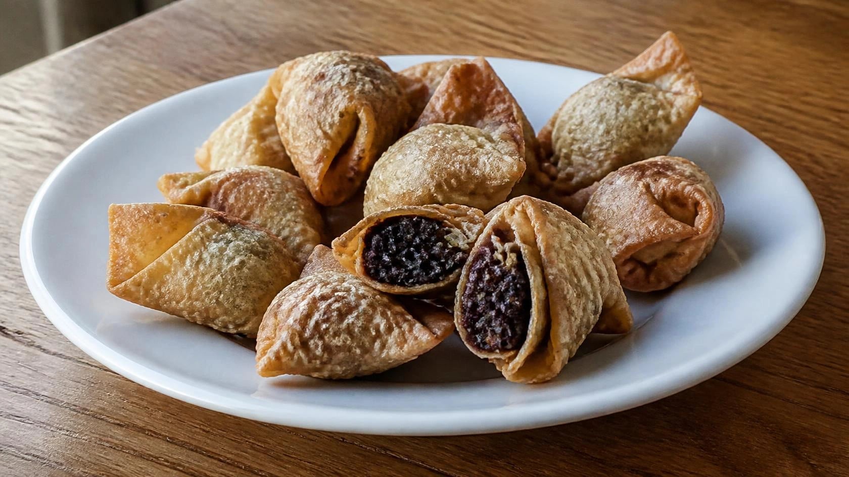 AI-made picture of Wontons de boudin noir