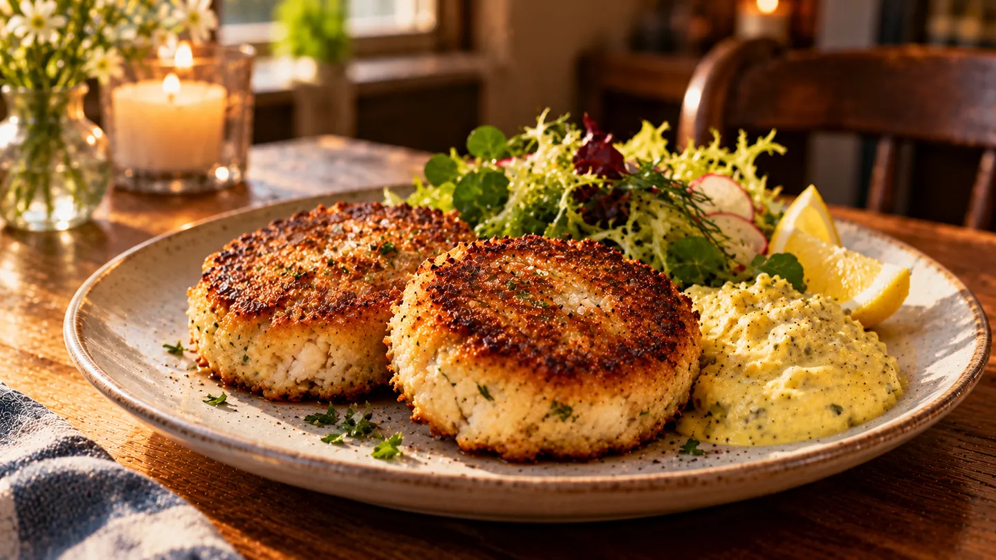 AI-made picture of Fish cakes with remoulade