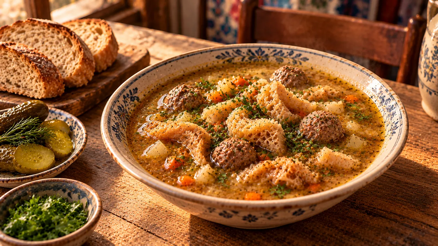 AI-made picture of Flaczki à la Gruby Josek