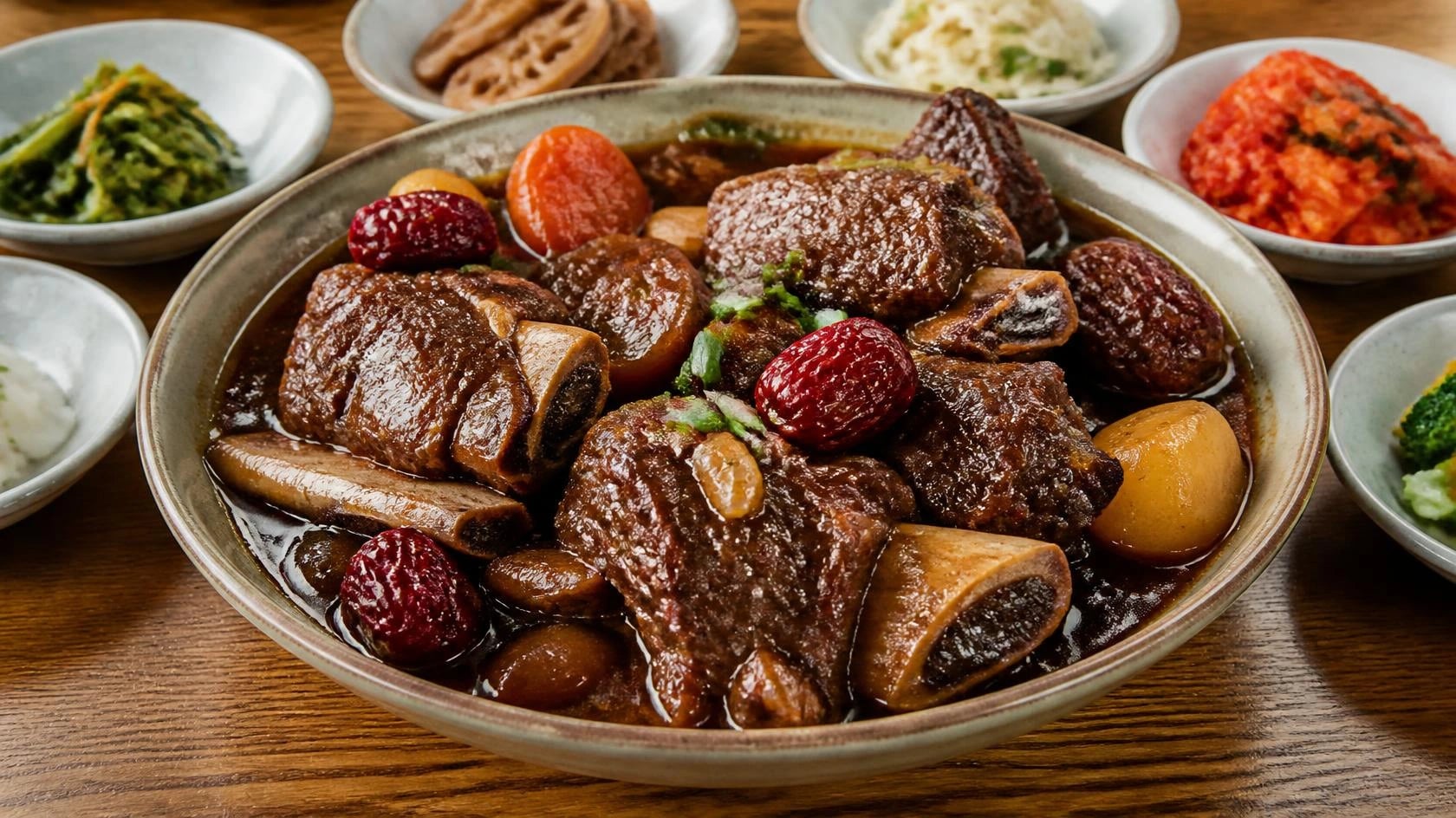 AI-made picture of Soy-braised short ribs (galbijjim)