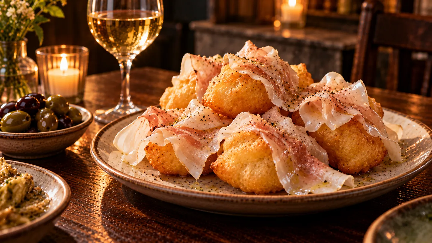 AI-made picture of Gnocco fritto and house cured lardo