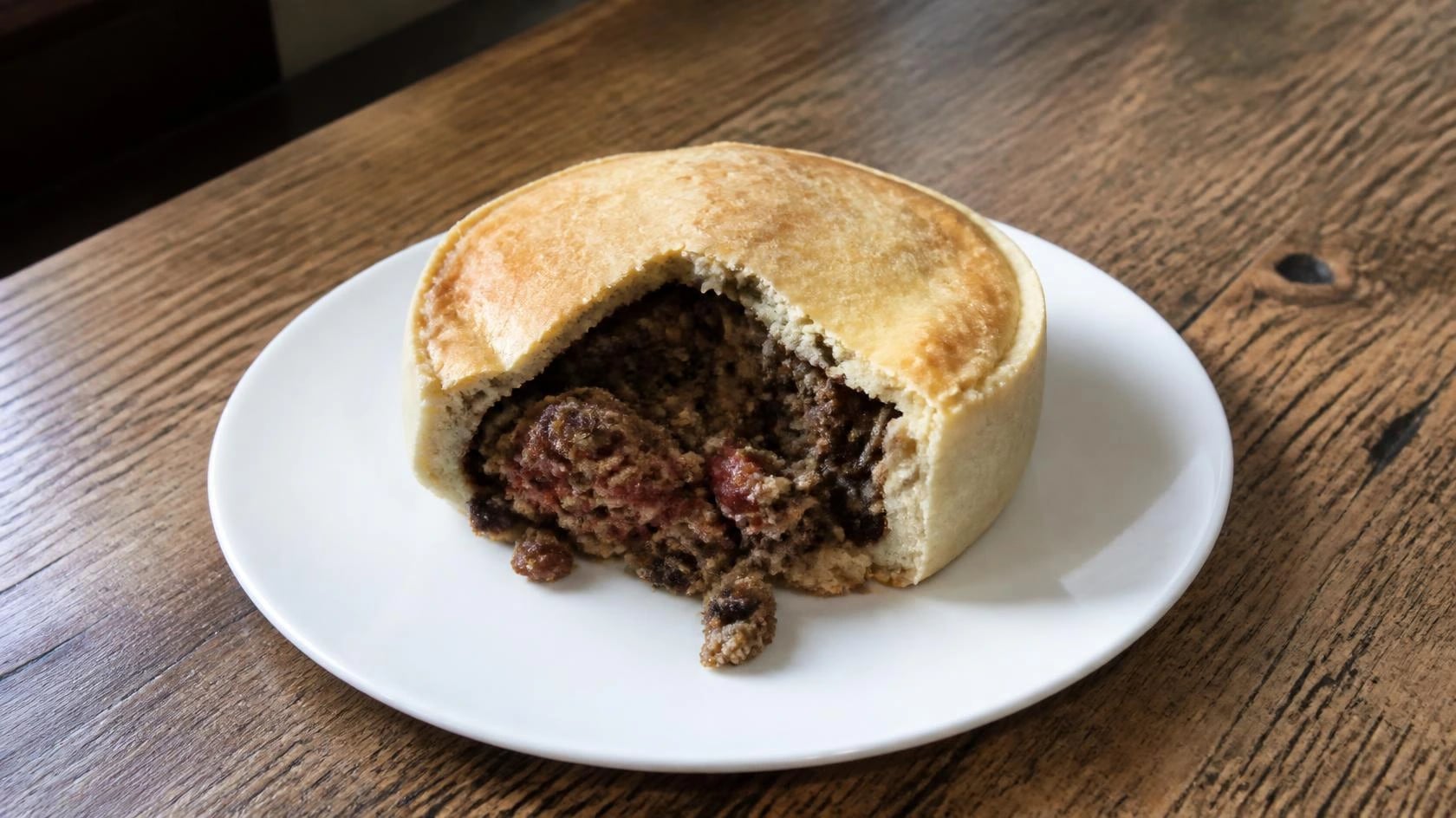 AI-made picture of Suet crust beef, chorizo, bacon & sobrasada pie