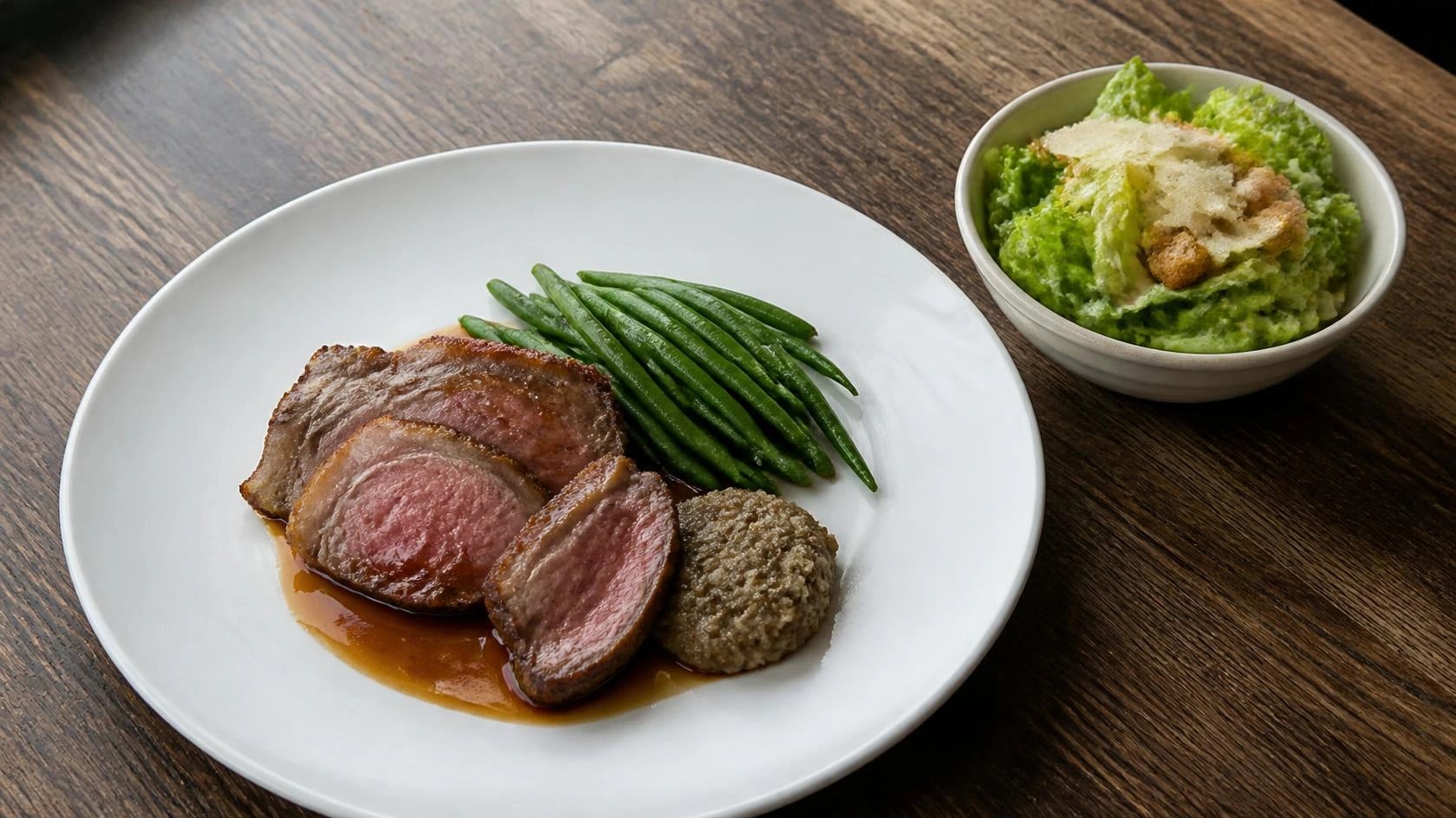 AI-made picture of Lamb with caviar d'aubergine