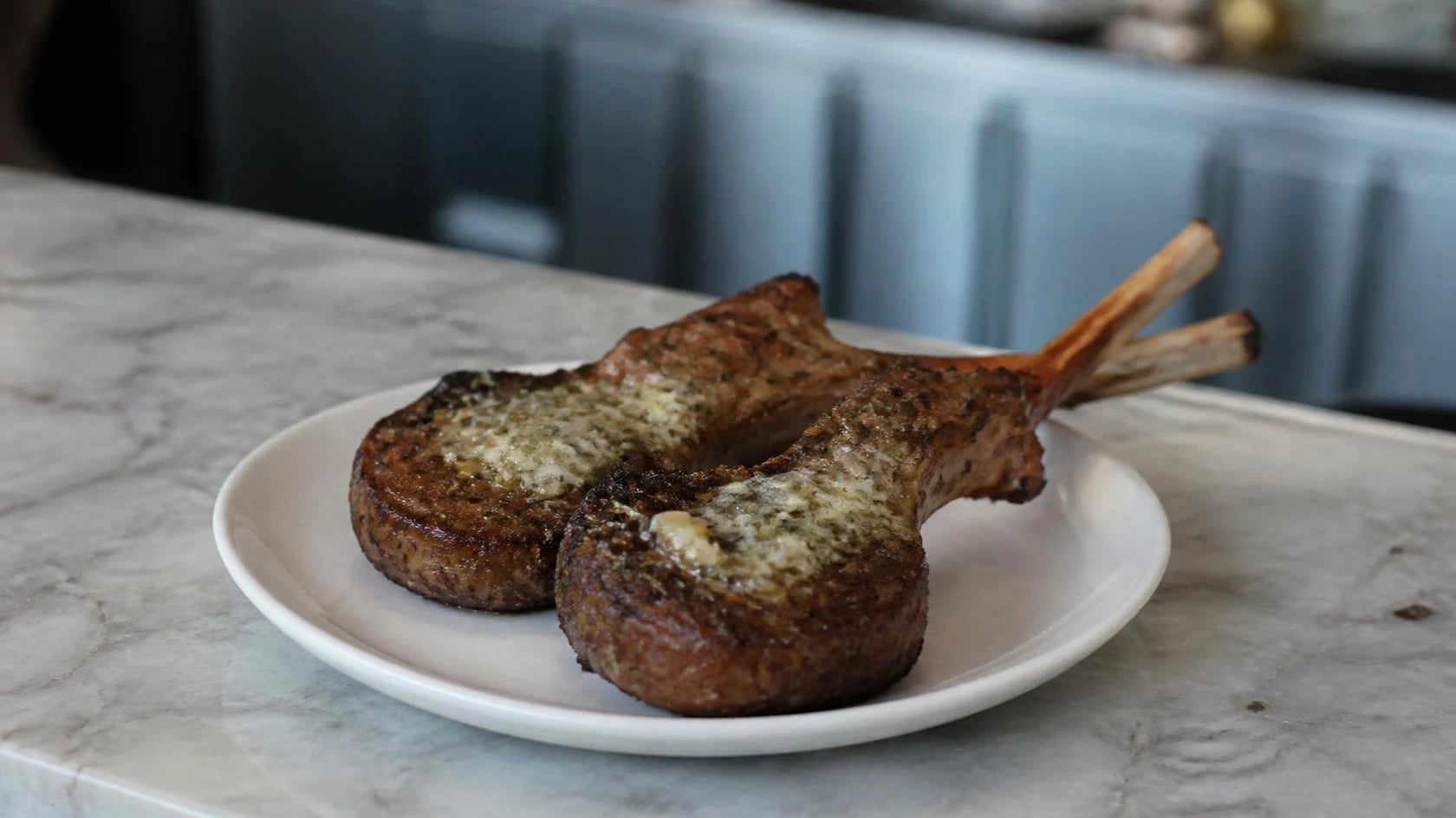 AI-made picture of Lamb chops, anchovy butter