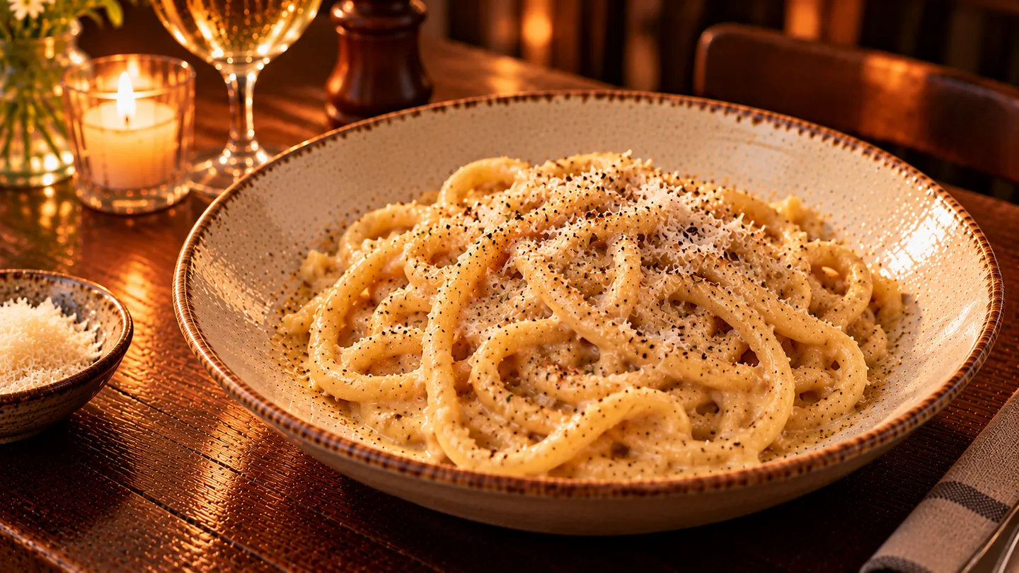 AI-made picture of Pici Cacio e Pepe