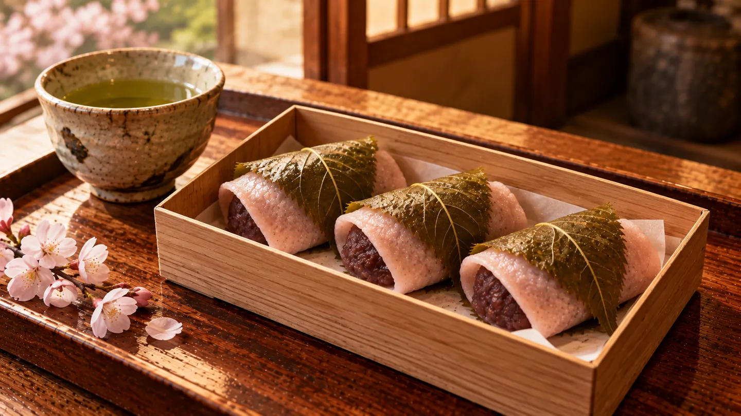 AI-made picture of Sakura-mochi (桜もち)