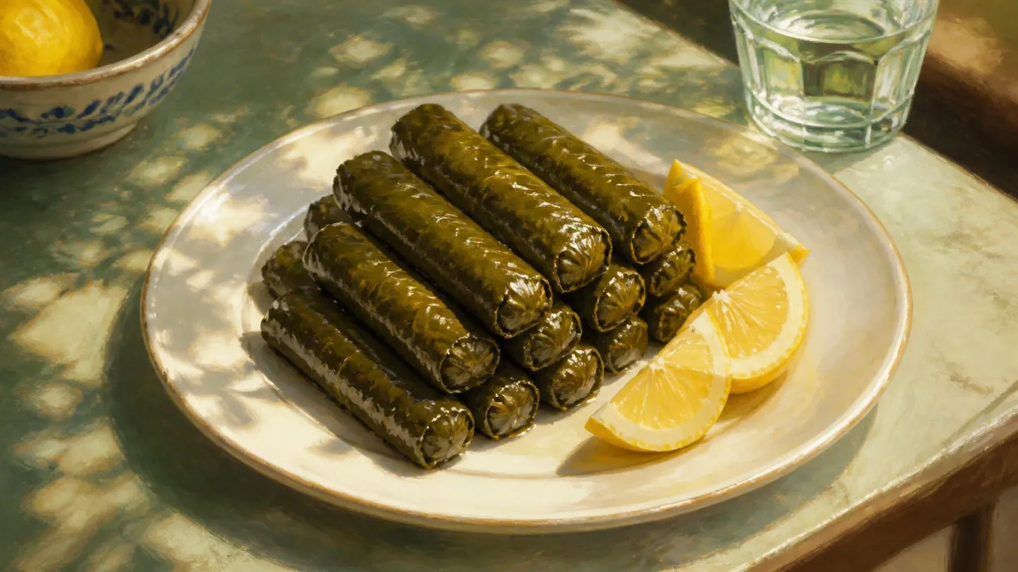 AI-made picture of In-house sarma (stuffed vine leaves)