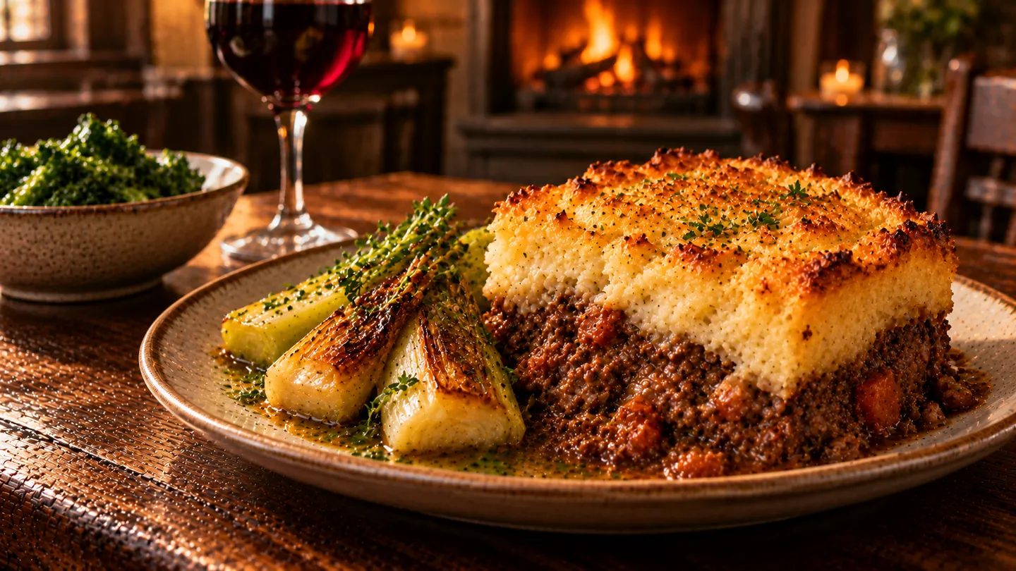 AI-made picture of Braised lamb shepherd's pie