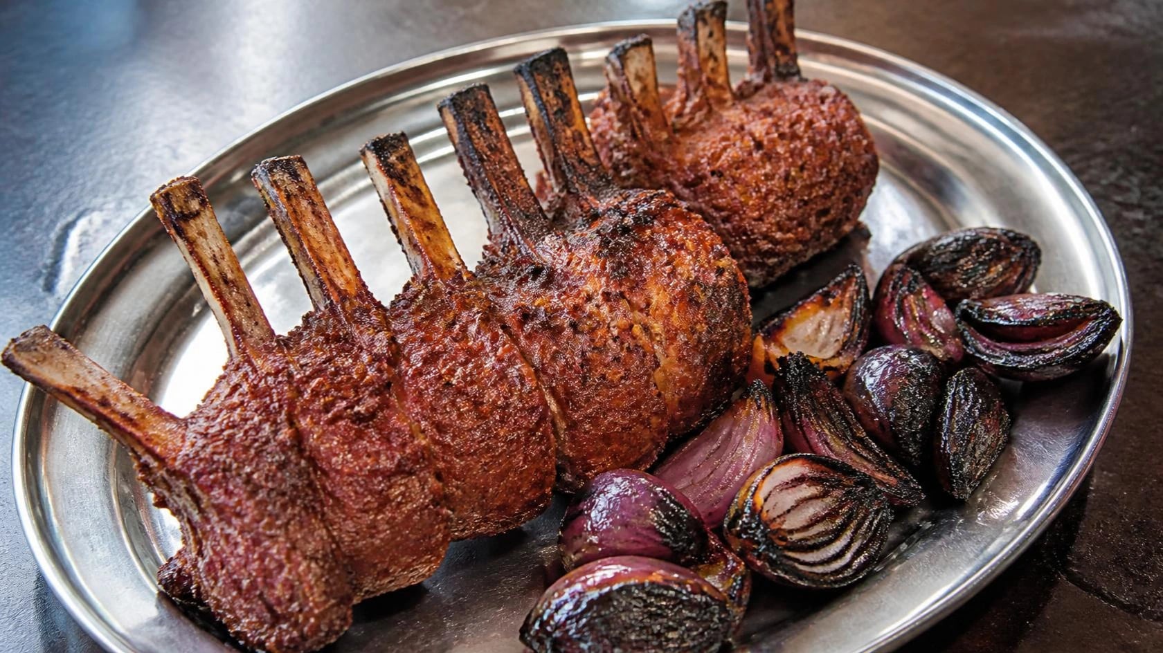 AI-made picture of Half/Full Rack Tandoori Lamb Chops, Tandoori Onions