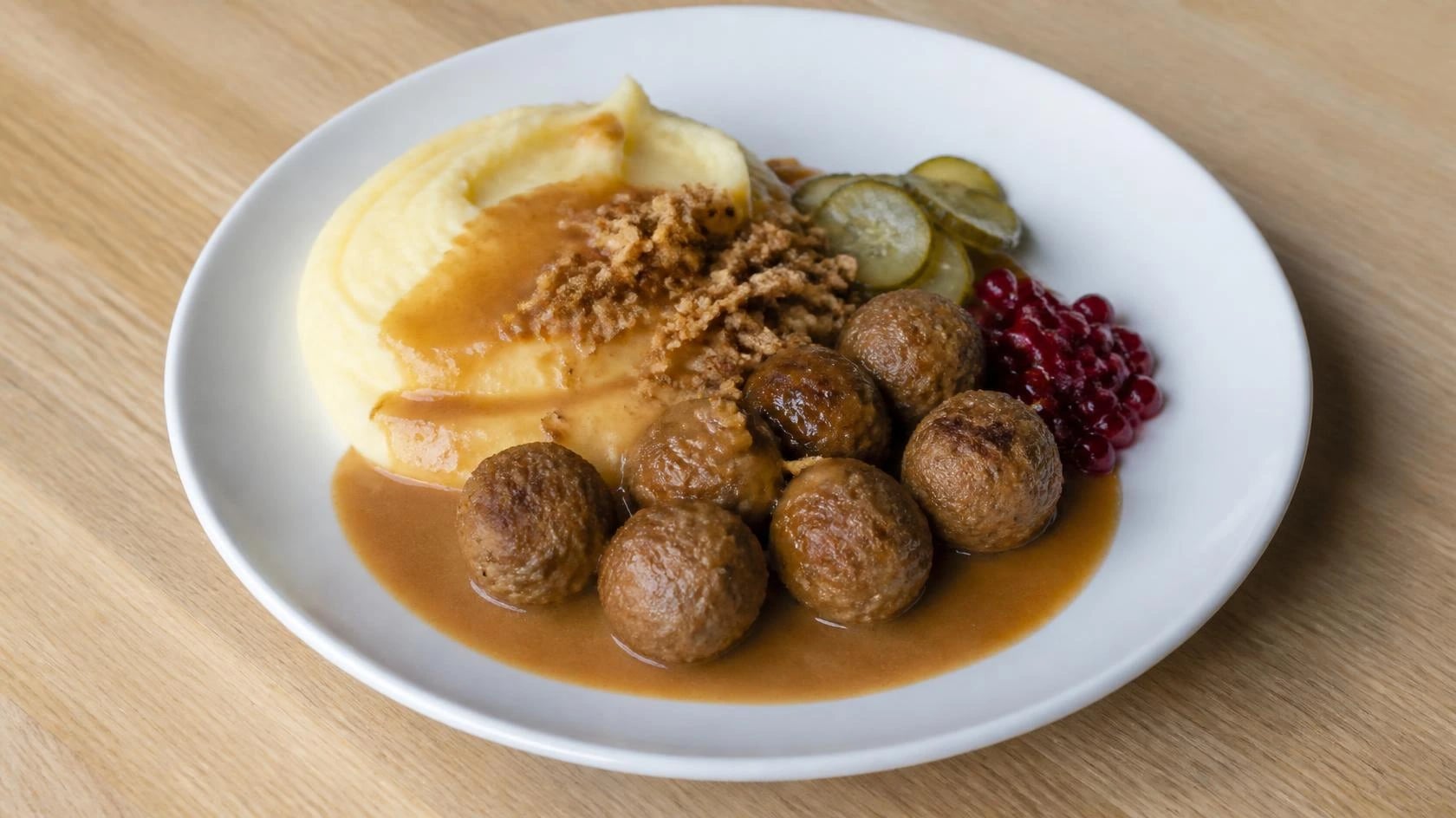 AI-made picture of “Meat”balls & Mash (Köttbullar med mos)